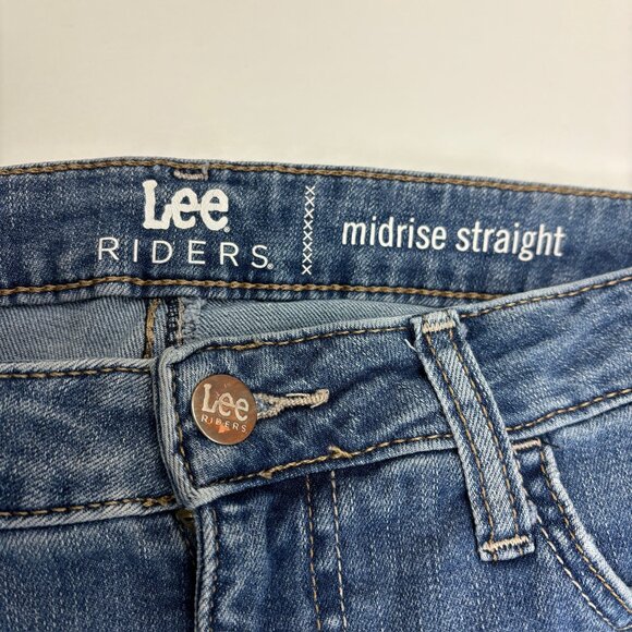 Lee Mid Rise Straight Leg Women's size 10 medium Wash Blue Denim jeans - Picture 2 of 3